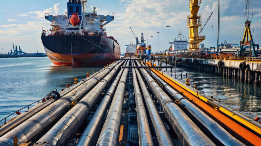 Ship Docked at Pier With Pipes in Water - asset integrity and management