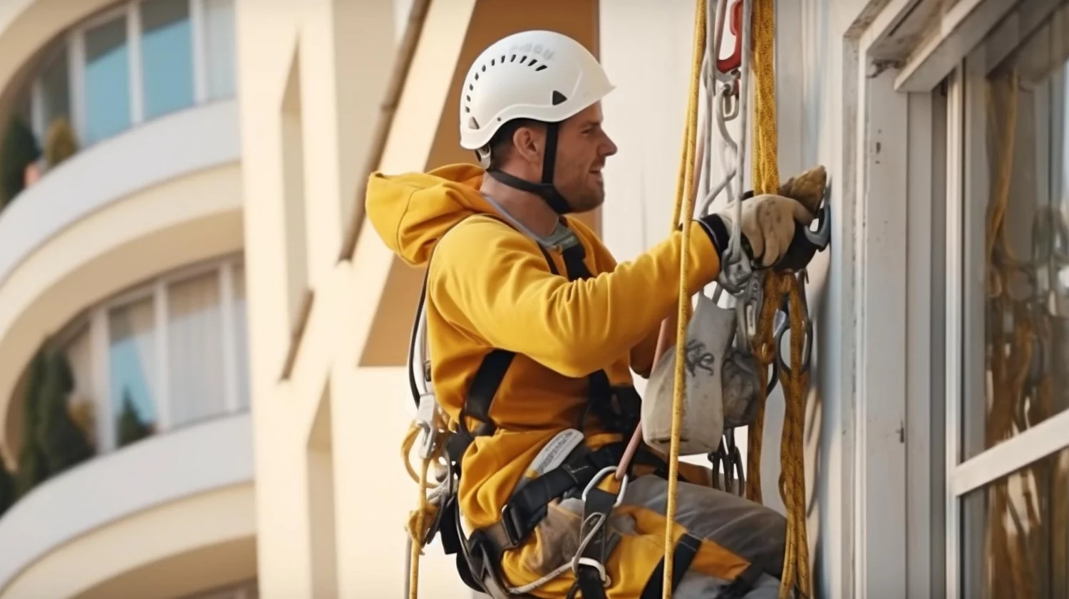 rope access man doing his job - rope access training